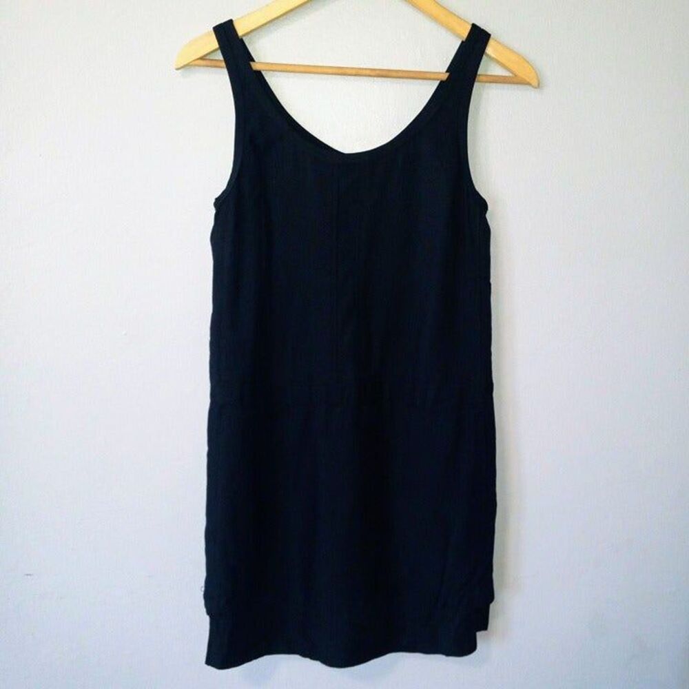 Banana Republic Black Tank Shift Dress-Size 2-Lined-Exposed Zipper-Knee Length